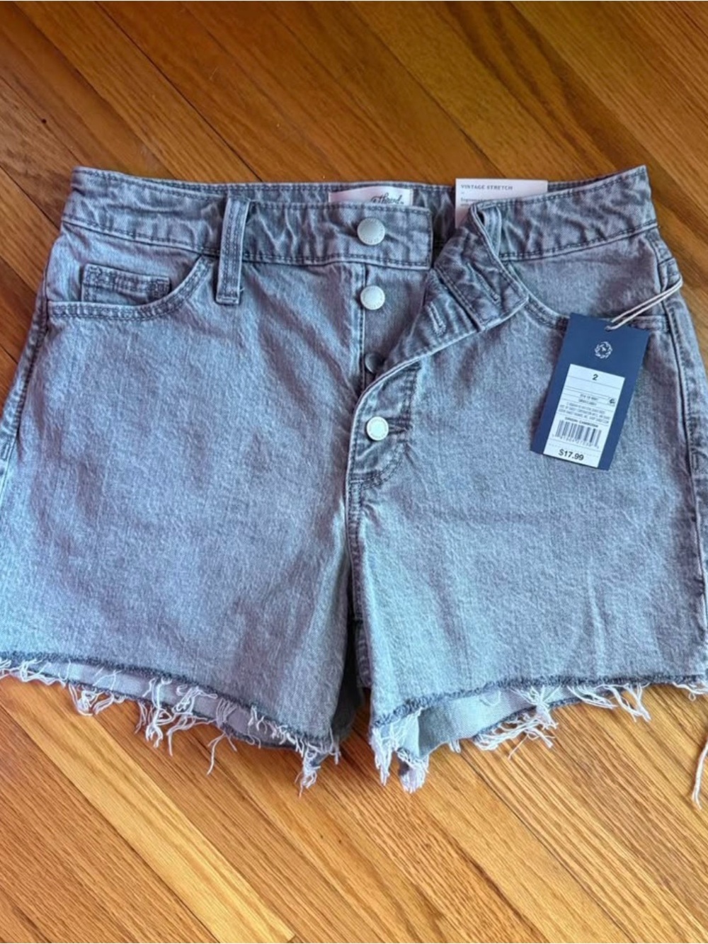 Universal Thread Gray High-Rise Raw-Hem Denim Shorts